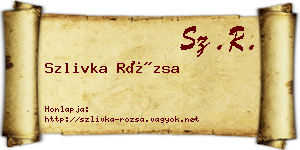 Szlivka Rózsa névjegykártya