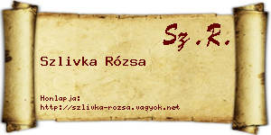 Szlivka Rózsa névjegykártya